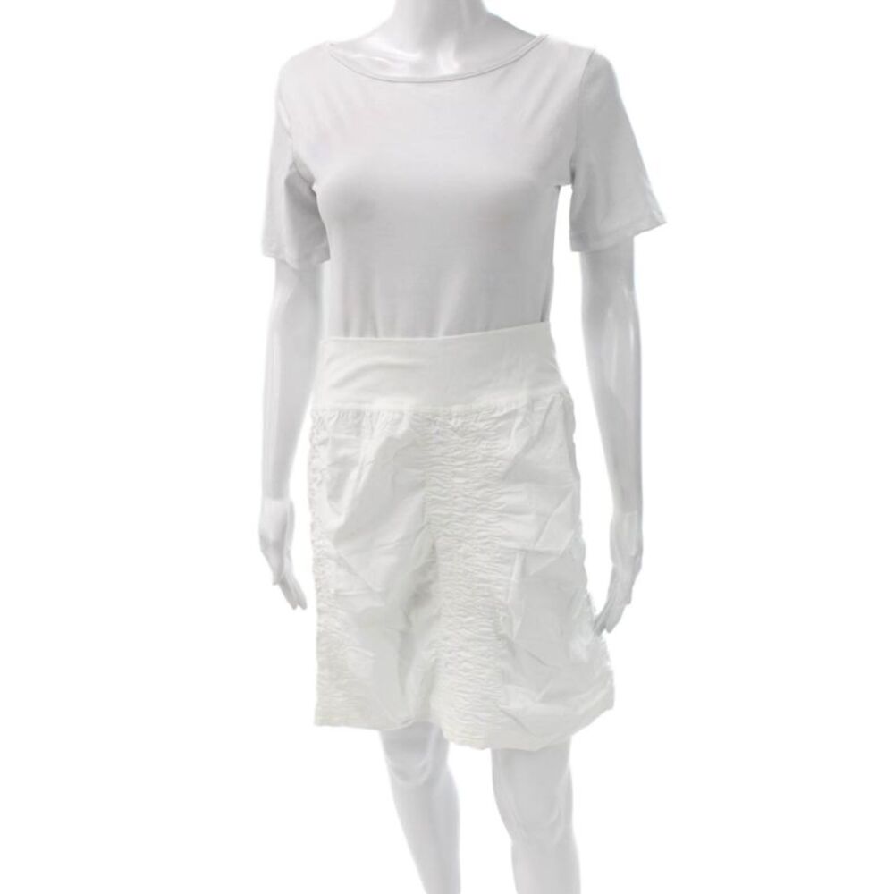 Wearables Women White Cotton Straight Pencil Skirt Short Pull On Size M